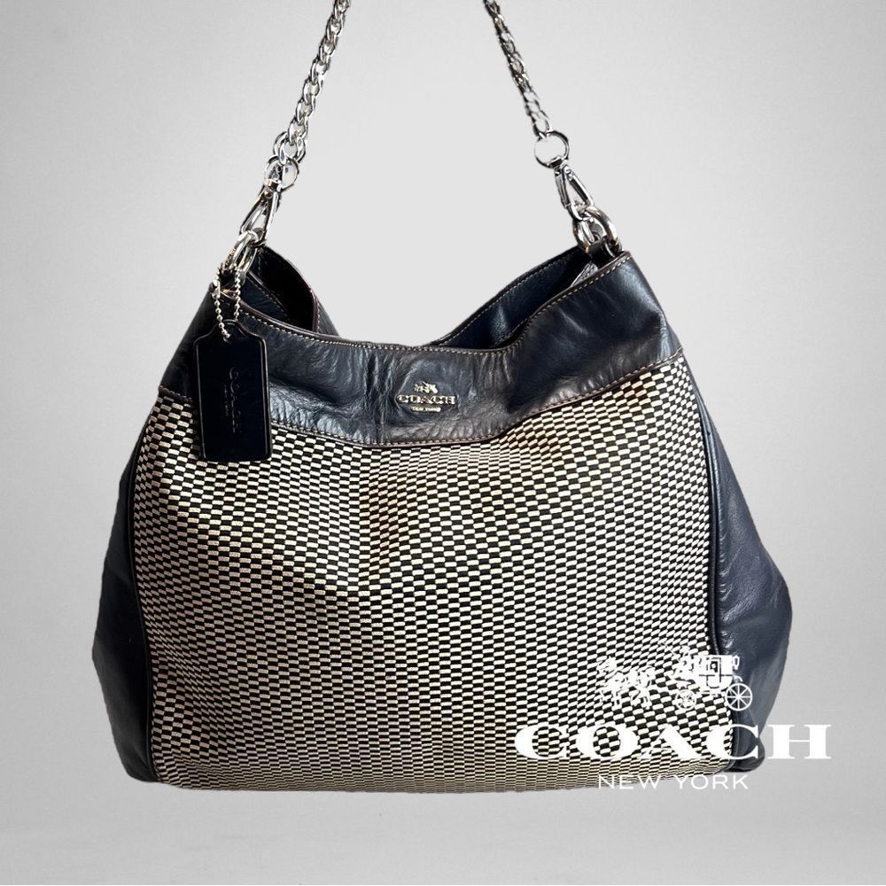 Coach Black and Brown Shoulder Bag with Elegant Design